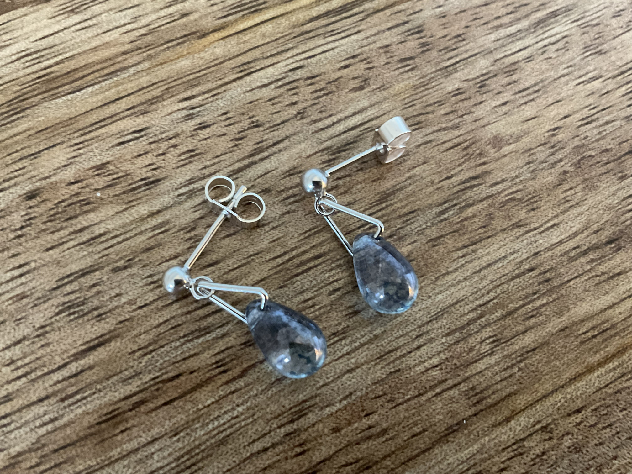 Blue Opal Teardrop Stud Earrings